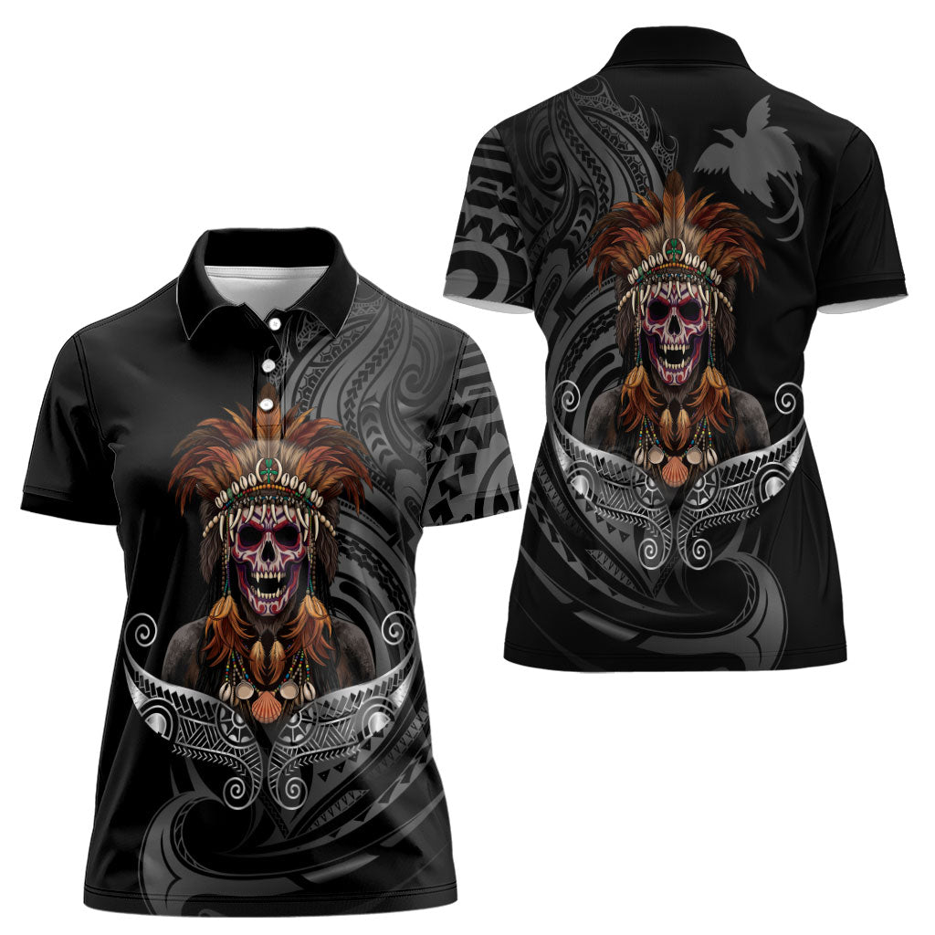Mokomoko Tribe Eastern Highlands Province Women Polo Shirt Papua New Guinea Indigenous Pattern LT9 - Polynesian Pride