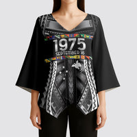 Independen Stet bilong Papua Niugini 1975 Kimono Sleeve Blouse Black Tribal Papua New Guinea Province Flag LT9 - Polynesian Pride