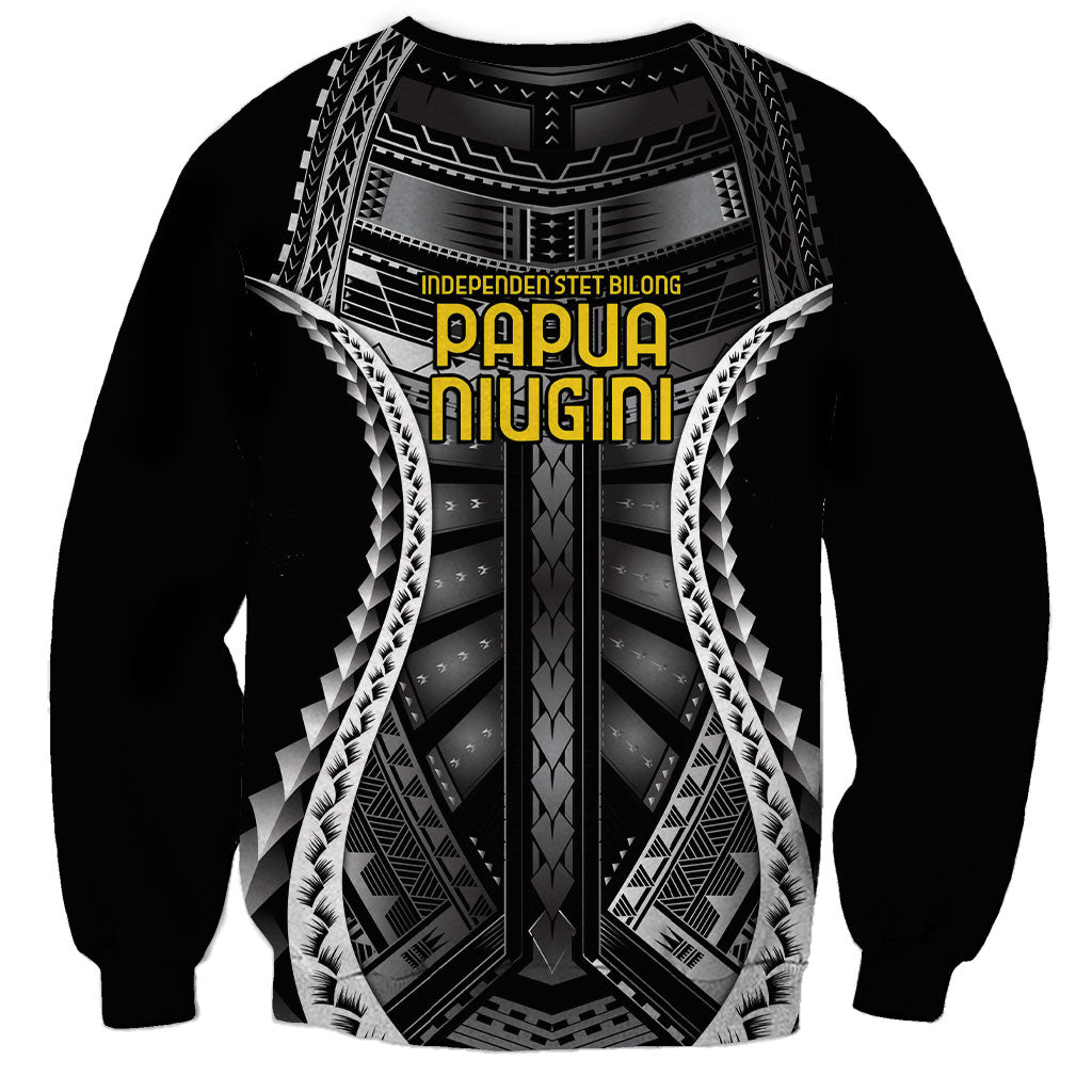 Independen Stet bilong Papua Niugini 1975 Sweatshirt Black Tribal Papua New Guinea Province Flag LT9 - Polynesian Pride