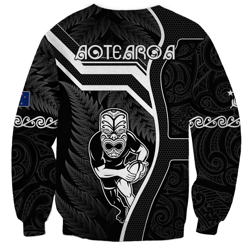 New Zealand Aotearoa Rugby Sweatshirt Black Fern Maori Tribal Sporty Style LT9 - Polynesian Pride