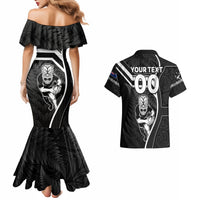 Custom New Zealand Aotearoa Rugby Couples Matching Mermaid Dress and Hawaiian Shirt Black Fern Maori Tribal Sporty Style LT9 - Polynesian Pride