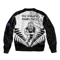 New Zealand Rugby Sleeve Zip Bomber Jacket Proud Aoteroa Stylised Maori Koru LT9 - Polynesian Pride