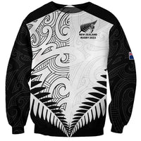 New Zealand Rugby Sweatshirt Proud Aoteroa Stylised Maori Koru LT9 Unisex Black - Polynesian Pride