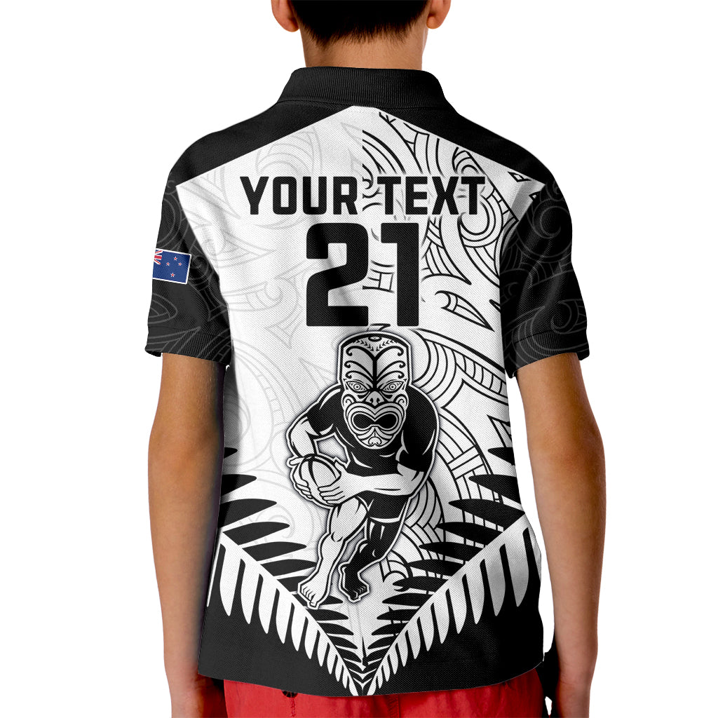 Custom New Zealand Rugby Kid Polo Shirt Proud Aoteroa Stylised Maori Koru LT9 - Polynesian Pride