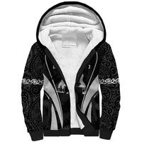 New Zealand Aotearoa Rugby Sherpa Hoodie Haka Dance Mixed Silver Fern Sporty Style LT9 Unisex Black - Polynesian Pride