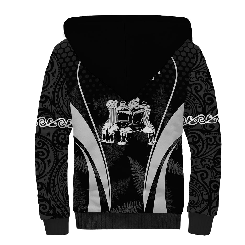 New Zealand Aotearoa Rugby Sherpa Hoodie Haka Dance Mixed Silver Fern Sporty Style LT9 - Polynesian Pride