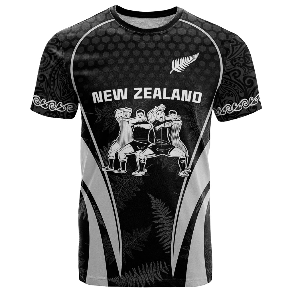 New Zealand Aotearoa Rugby T Shirt Haka Dance Mixed Silver Fern Sporty Style LT9 Black - Polynesian Pride