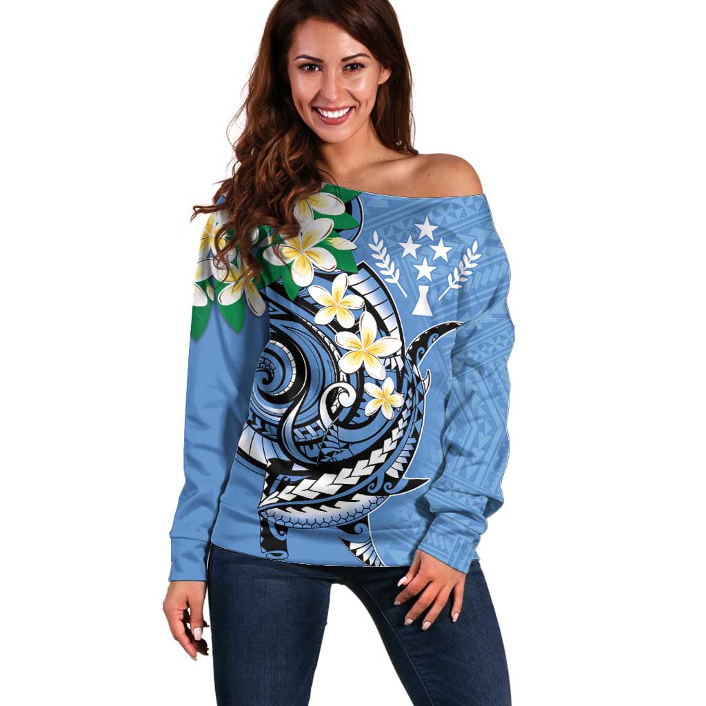 FSM Kosrae Polynesian Shark Tattoo Personalised Off Shoulder Sweater