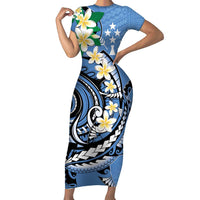 FSM Kosrae Polynesian Shark Tattoo Personalised Short Sleeve Bodycon Dress