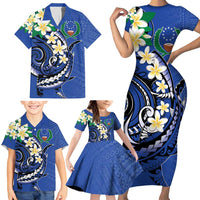 FSM Pohnpei Polynesian Shark Tattoo Personalised Family Matching Short Sleeve Bodycon Dress and Hawaiian Shirt
