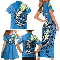 FSM Yap State Polynesian Shark Tattoo Personalised Family Matching Short Sleeve Bodycon Dress and Hawaiian Shirt