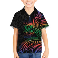 New Caledonia Polynesian Tatoo Personalised Family Matching Long Sleeve Bodycon Dress and Hawaiian Shirt