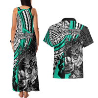 personalised-polynesia-skull-couples-matching-tank-maxi-dress-and-hawaiian-shirt-tattoo-in-the-style-of-maori-with-marine-life-aqua