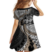 personalised-polynesia-skull-family-matching-off-shoulder-long-sleeve-dress-and-hawaiian-shirt-tattoo-in-the-style-of-maori-with-marine-life-gold