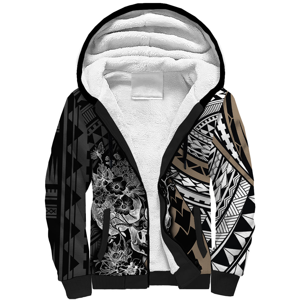 personalised-polynesia-skull-sherpa-hoodie-tattoo-in-the-style-of-maori-with-marine-life-gold