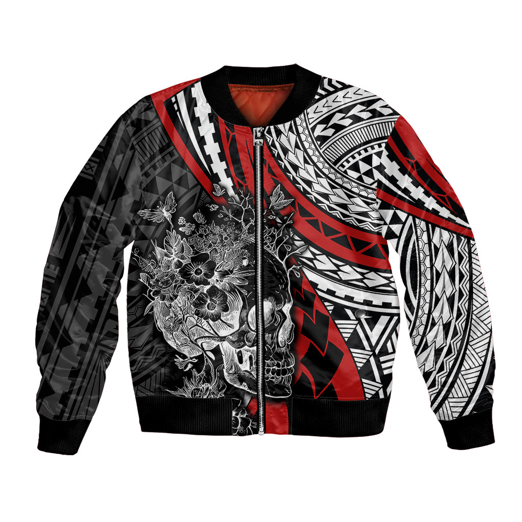 personalised-polynesia-skull-bomber-jacket-tattoo-in-the-style-of-maori-with-marine-life-red