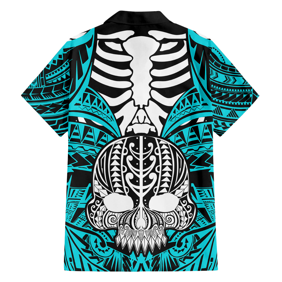 personalised-polynesia-skull-family-matching-tank-maxi-dress-and-hawaiian-shirt-with-boars-tusk-aqua-arty-vibe