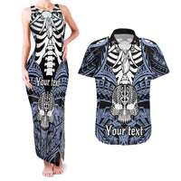personalised-polynesia-skull-couples-matching-tank-maxi-dress-and-hawaiian-shirt-with-boars-tusk-blue-arty-vibe