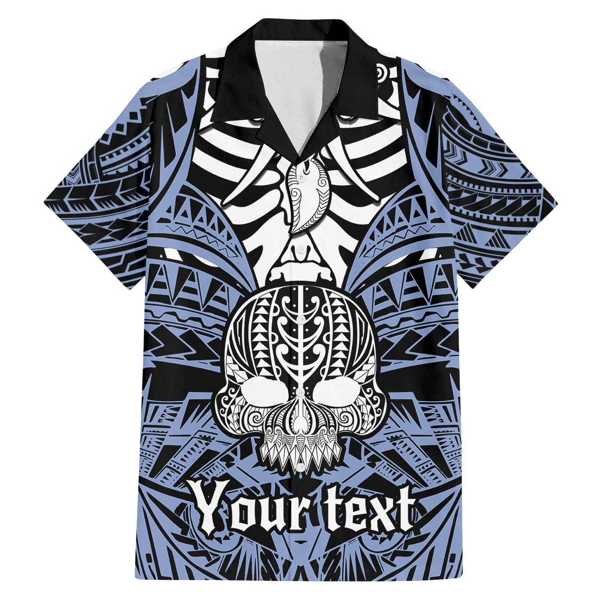 personalised-polynesia-skull-family-matching-mermaid-dress-and-hawaiian-shirt-with-boars-tusk-blue-arty-vibe