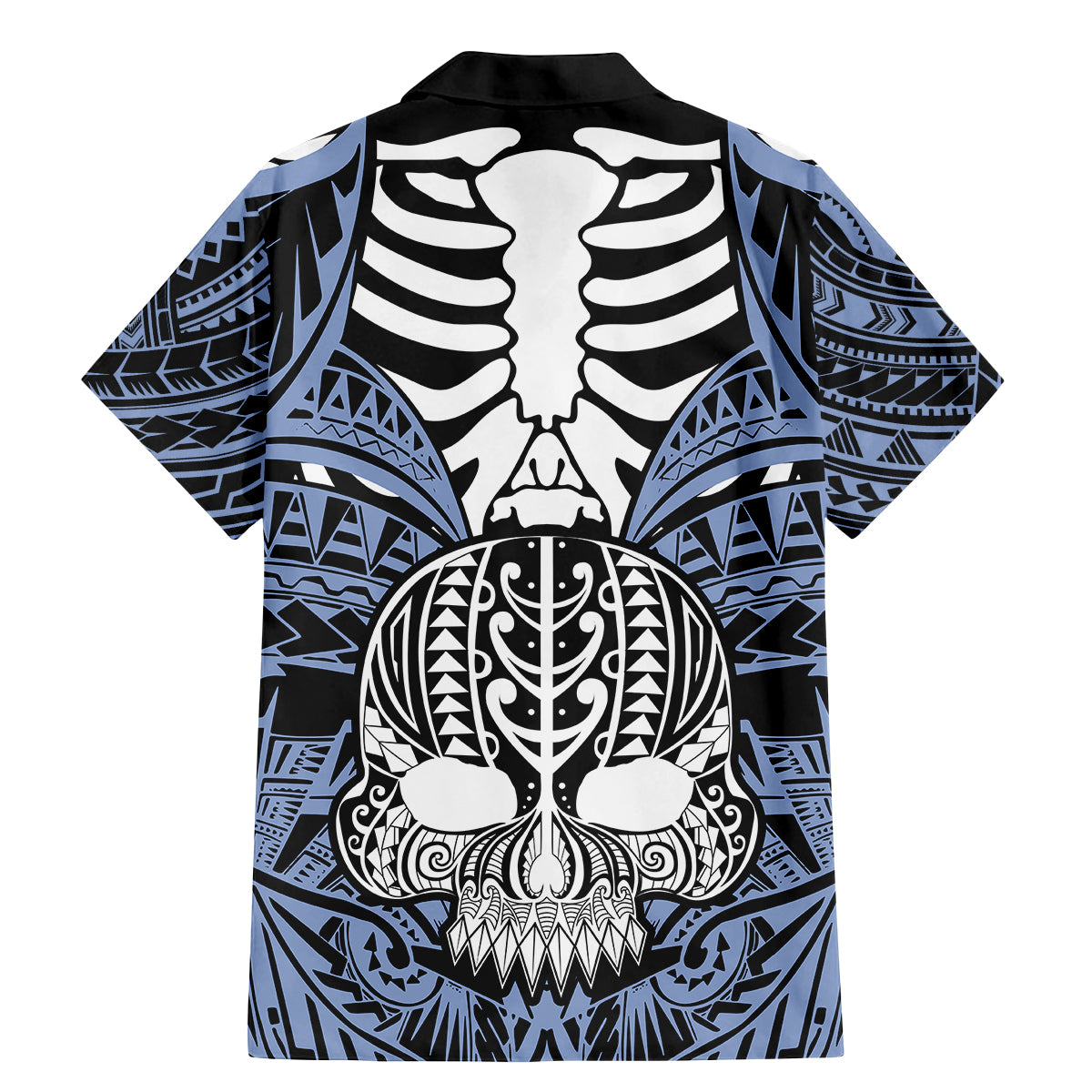 personalised-polynesia-skull-family-matching-mermaid-dress-and-hawaiian-shirt-with-boars-tusk-blue-arty-vibe