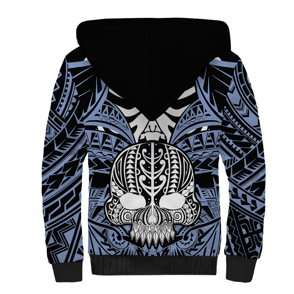 personalised-polynesia-skull-sherpa-hoodie-with-boars-tusk-blue-arty-vibe