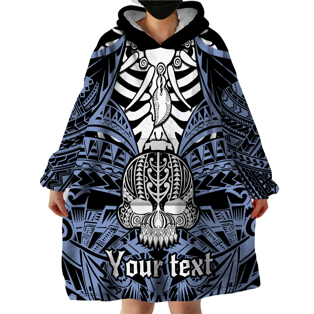 personalised-polynesia-skull-wearable-blanket-hoodie-with-boars-tusk-blue-arty-vibe