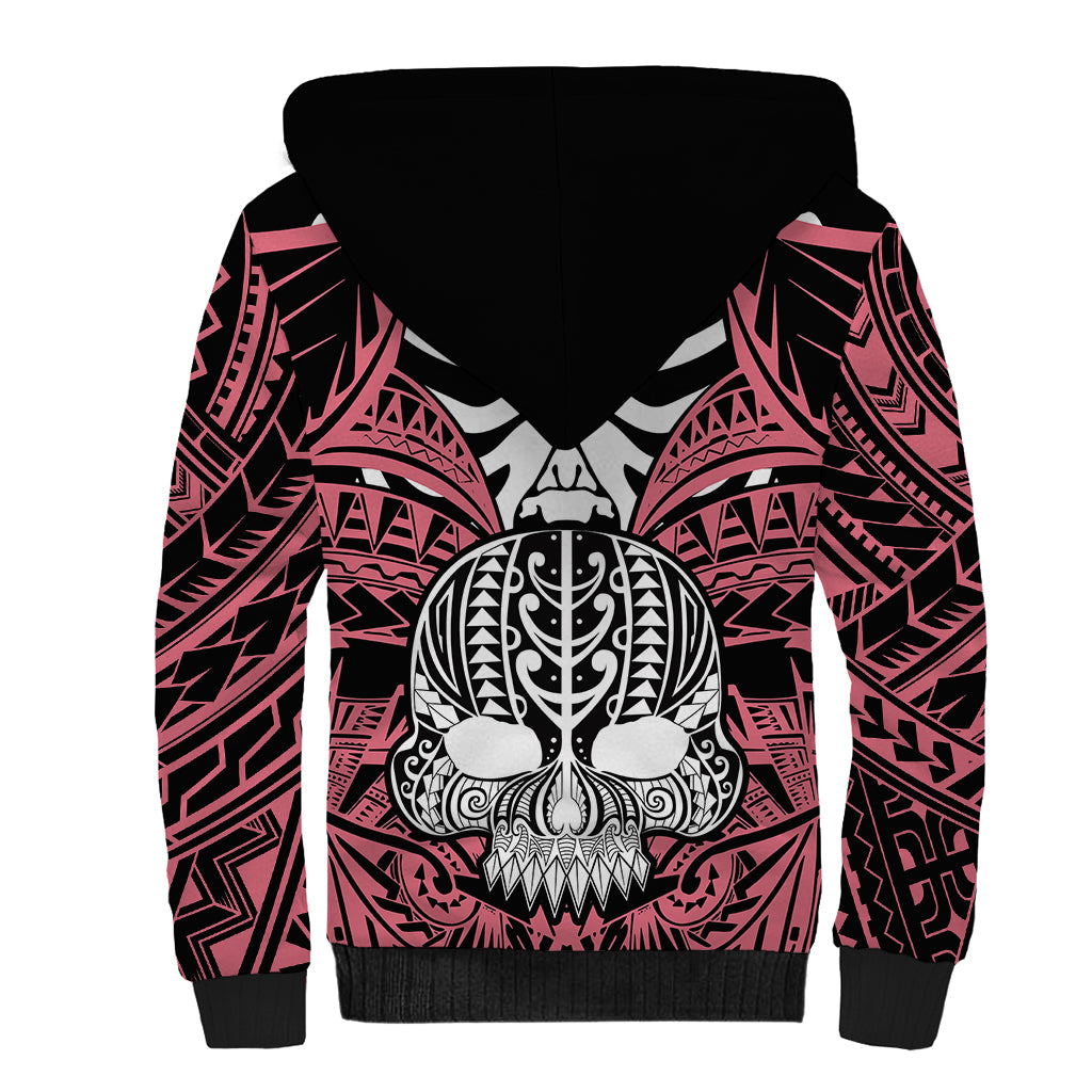 personalised-polynesia-skull-sherpa-hoodie-with-boars-tusk-pink-arty-vibe