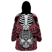 personalised-polynesia-skull-wearable-blanket-hoodie-with-boars-tusk-pink-arty-vibe