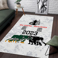 New Zealand South Africa Rugby Area Rug History Commemorative World Cup Winners Unique LT9 White - Polynesian Pride