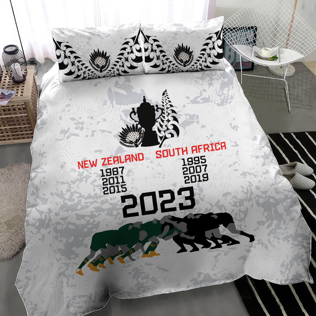 New Zealand South Africa Rugby Bedding Set History Commemorative World Cup Winners Unique LT9 - Polynesian Pride