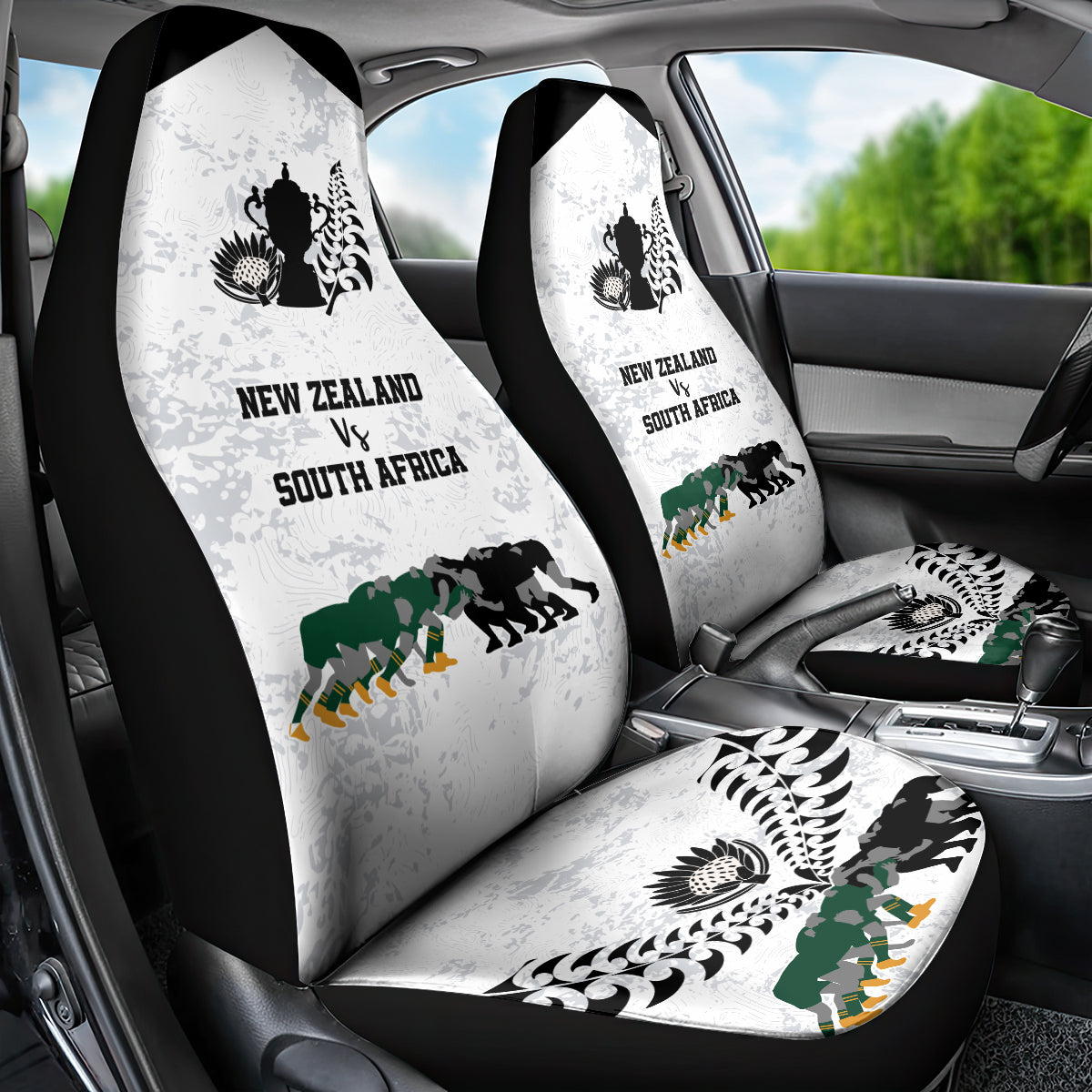 New Zealand South Africa Rugby Car Seat Cover History Commemorative World Cup Winners Unique LT9 - Polynesian Pride