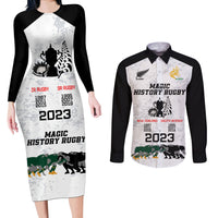 New Zealand South Africa Rugby Couples Matching Long Sleeve Bodycon Dress and Long Sleeve Button Shirt History Commemorative World Cup Winners Unique LT9 White - Polynesian Pride