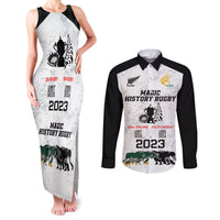 New Zealand South Africa Rugby Couples Matching Tank Maxi Dress and Long Sleeve Button Shirt History Commemorative World Cup Winners Unique LT9 White - Polynesian Pride