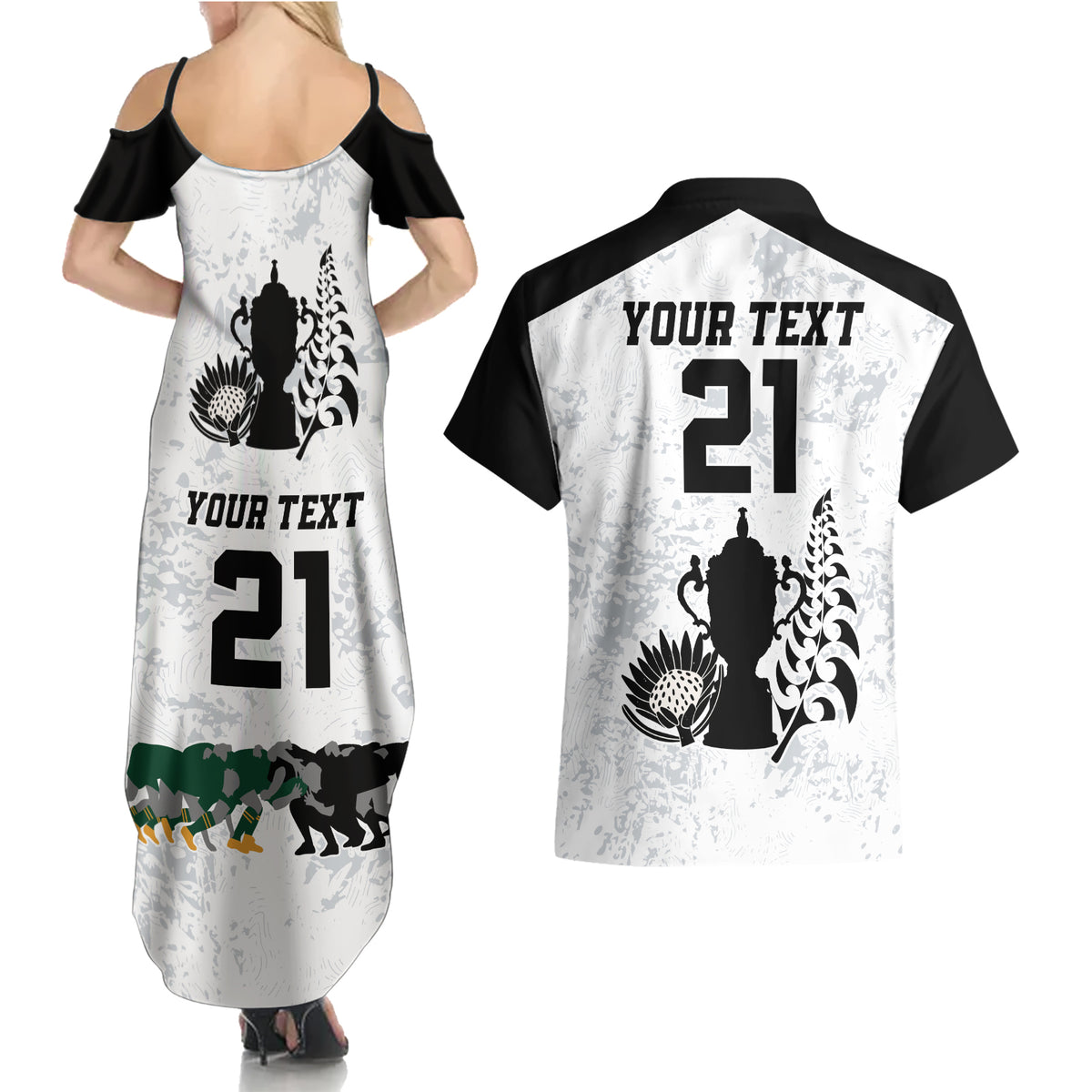 Custom New Zealand South Africa Rugby Couples Matching Summer Maxi Dress and Hawaiian Shirt History Commemorative World Cup Winners Unique LT9 - Polynesian Pride