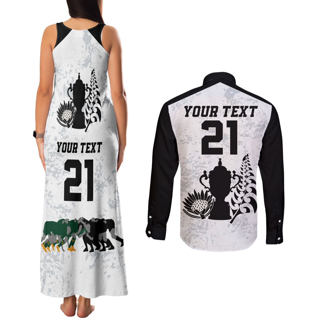 Custom New Zealand South Africa Rugby Couples Matching Tank Maxi Dress and Long Sleeve Button Shirt History Commemorative World Cup Winners Unique LT9 - Polynesian Pride