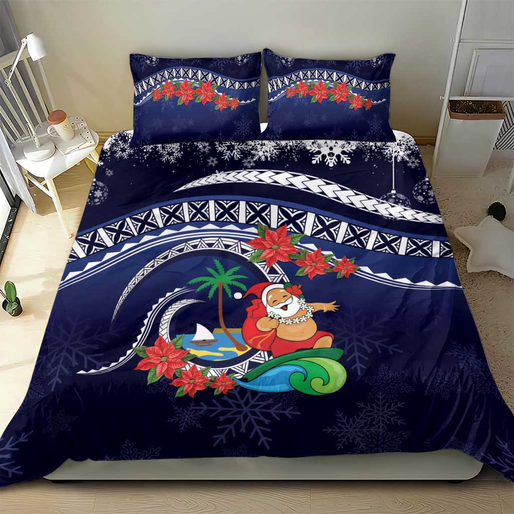 Felis Pusgua Guam Santa Bedding Set Merry Christmas with Polynesian Tribal