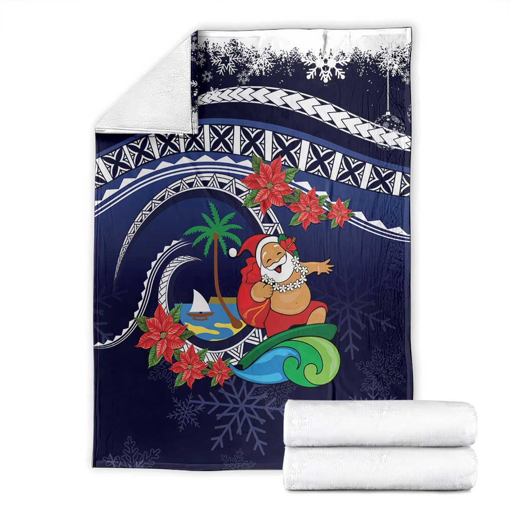 Felis Pusgua Guam Santa Blanket Merry Christmas with Polynesian Tribal