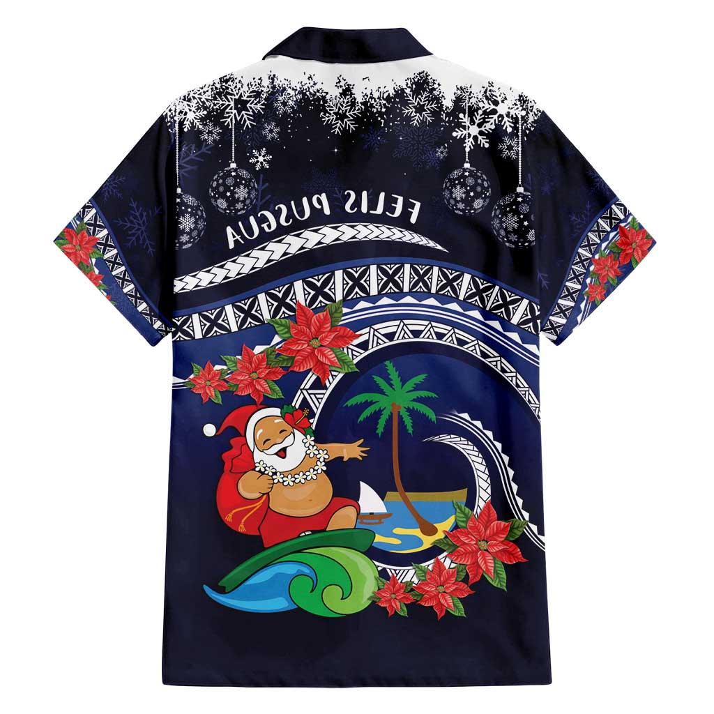 Felis Pusgua Guam Santa Family Matching Off Shoulder Maxi Dress and Hawaiian Shirt Merry Christmas with Polynesian Tribal