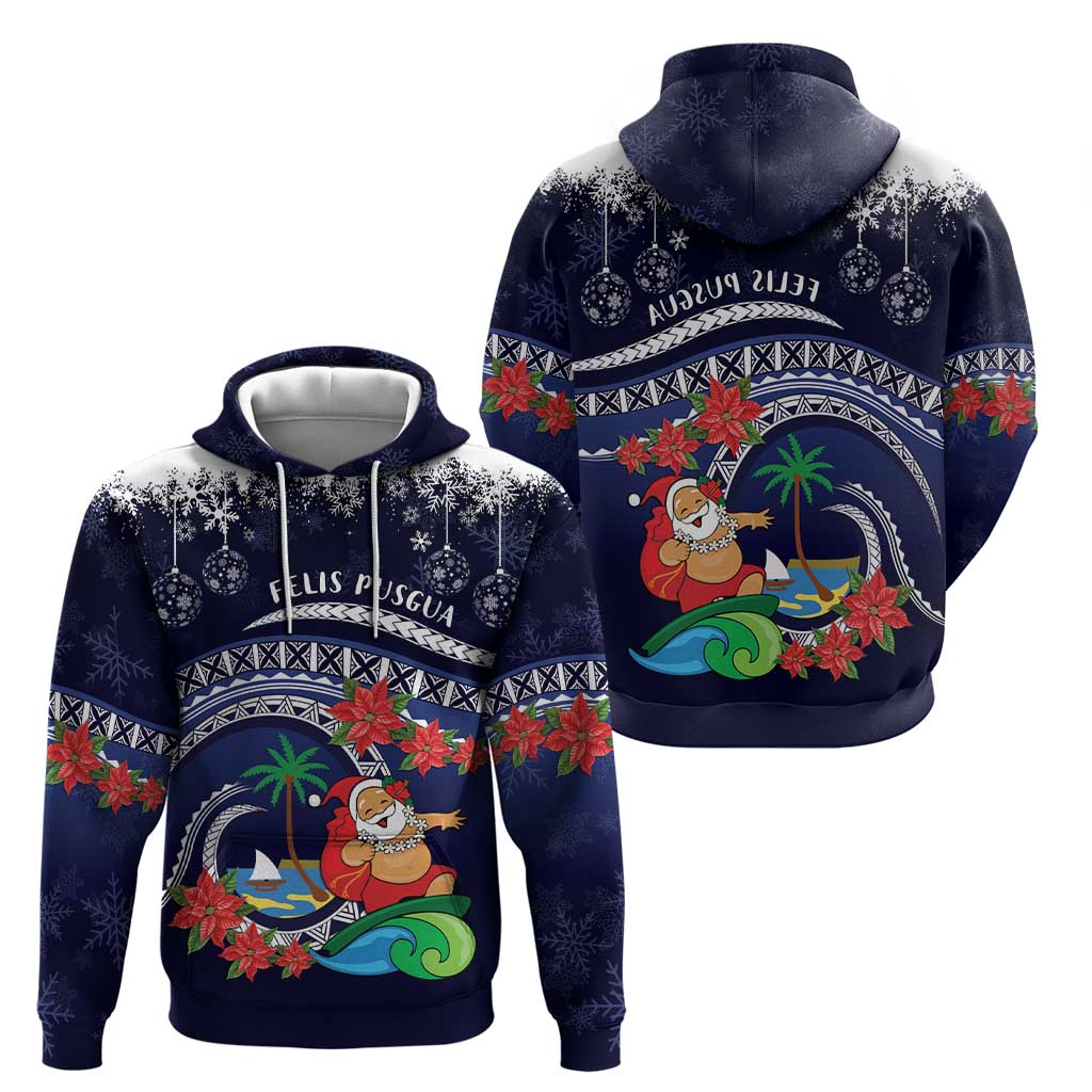 Felis Pusgua Guam Santa Hoodie Merry Christmas with Polynesian Tribal
