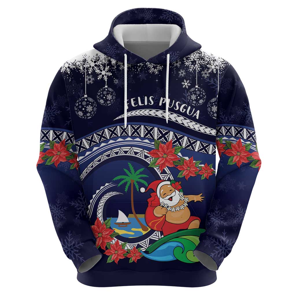 Felis Pusgua Guam Santa Hoodie Merry Christmas with Polynesian Tribal