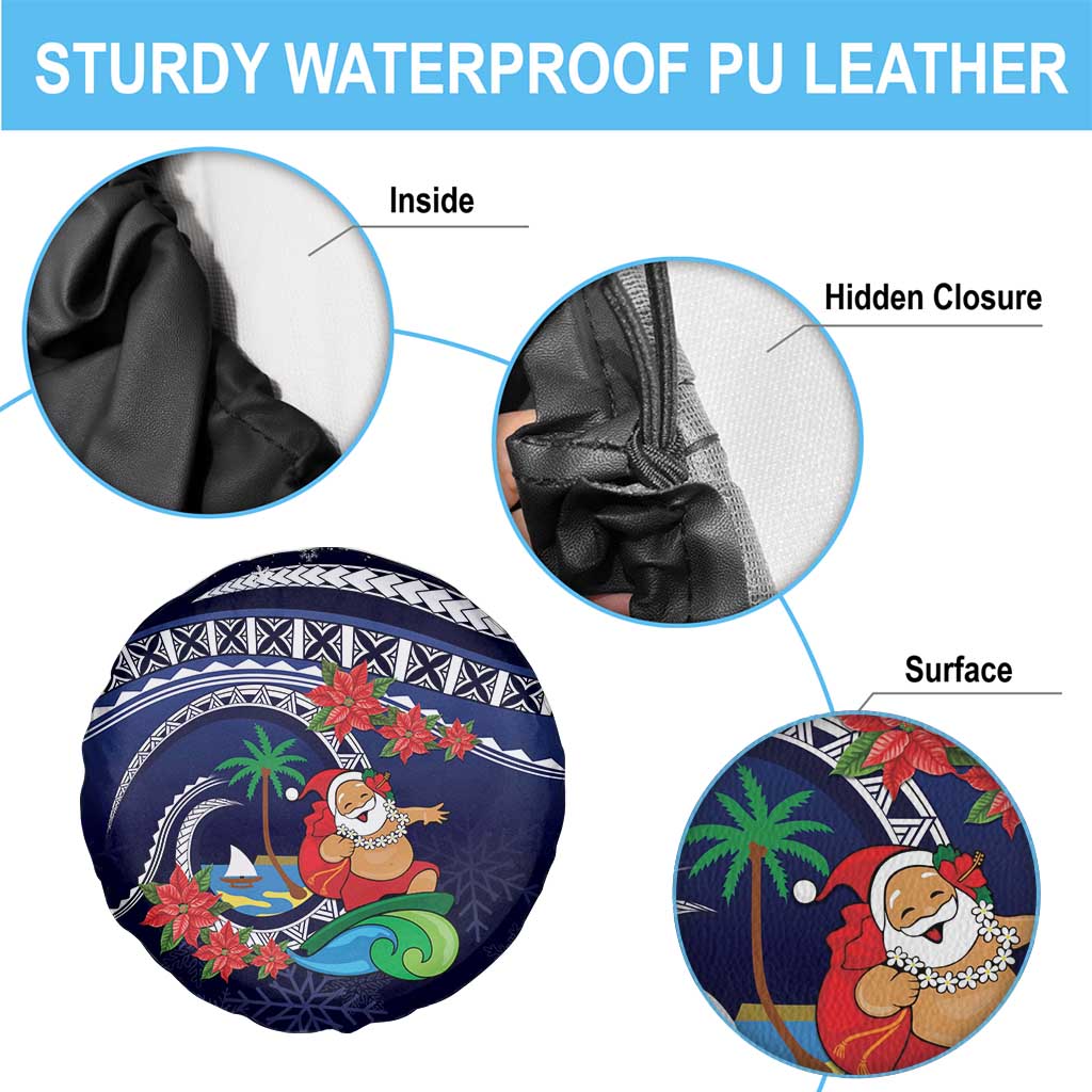 Felis Pusgua Guam Santa Spare Tire Cover Merry Christmas with Polynesian Tribal