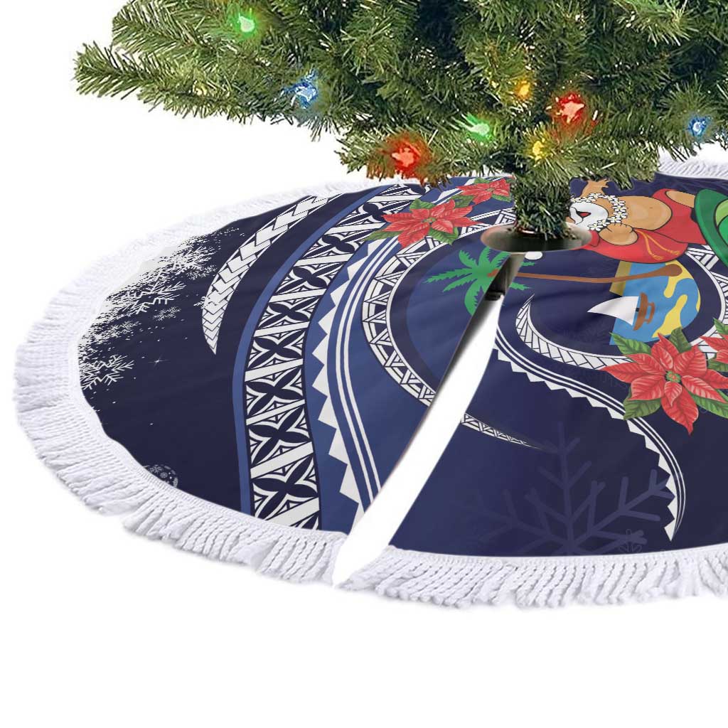 Felis Pusgua Guam Santa Tree Skirt Merry Christmas with Polynesian Tribal