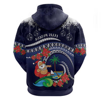 Felis Pusgua Guam Santa Zip Hoodie Merry Christmas with Polynesian Tribal