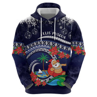 Felis Pusgua Guam Santa Zip Hoodie Merry Christmas with Polynesian Tribal