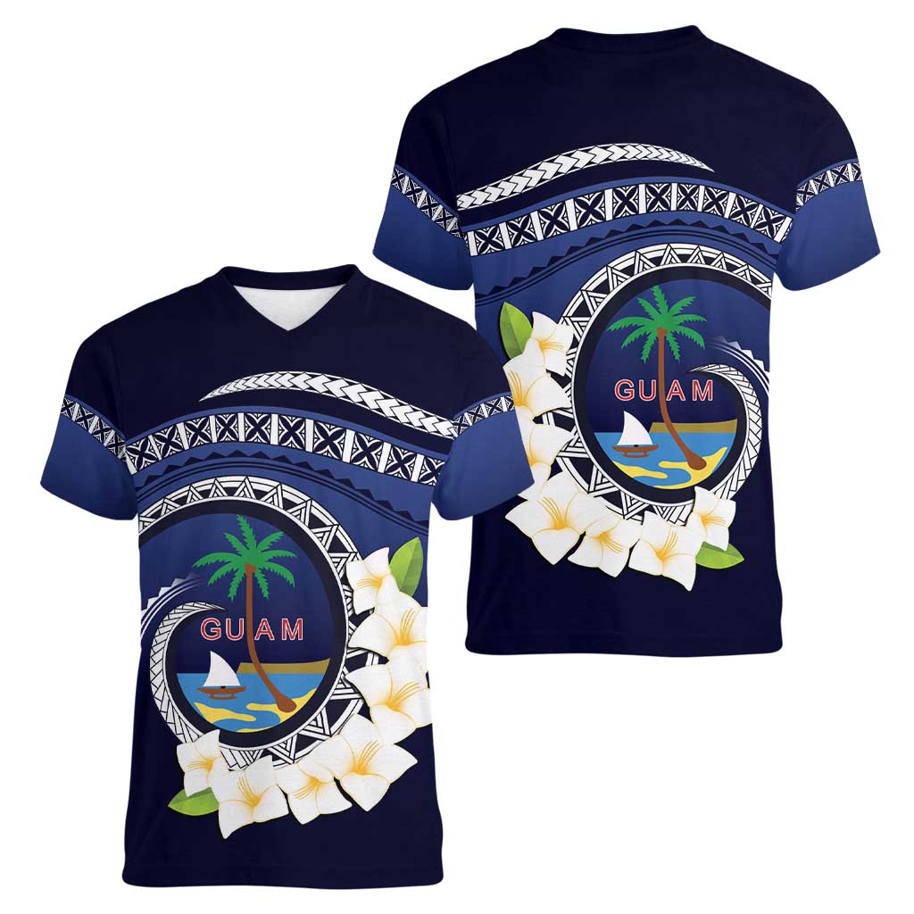 Hafai Adai Guam Guasalis Women V-Neck T-Shirt Polynesian Tribal Pattern