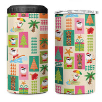 Mele Kalikimaka Hawaii Christmas 4 in 1 Can Cooler Tumbler Funny Santan Hippie Style