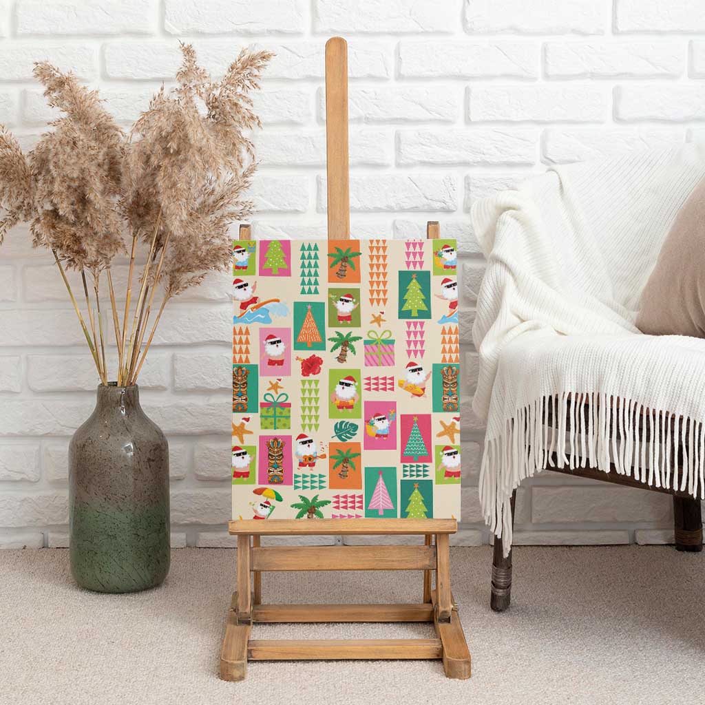 Mele Kalikimaka Hawaii Christmas Canvas Wall Art Funny Santan Hippie Style