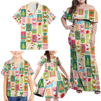Mele Kalikimaka Hawaii Christmas Family Matching Off Shoulder Maxi Dress and Hawaiian Shirt Funny Santan Hippie Style