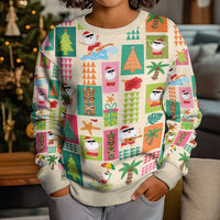 Mele Kalikimaka Hawaii Christmas Kid Ugly Christmas Sweater Funny Santan Hippie Style