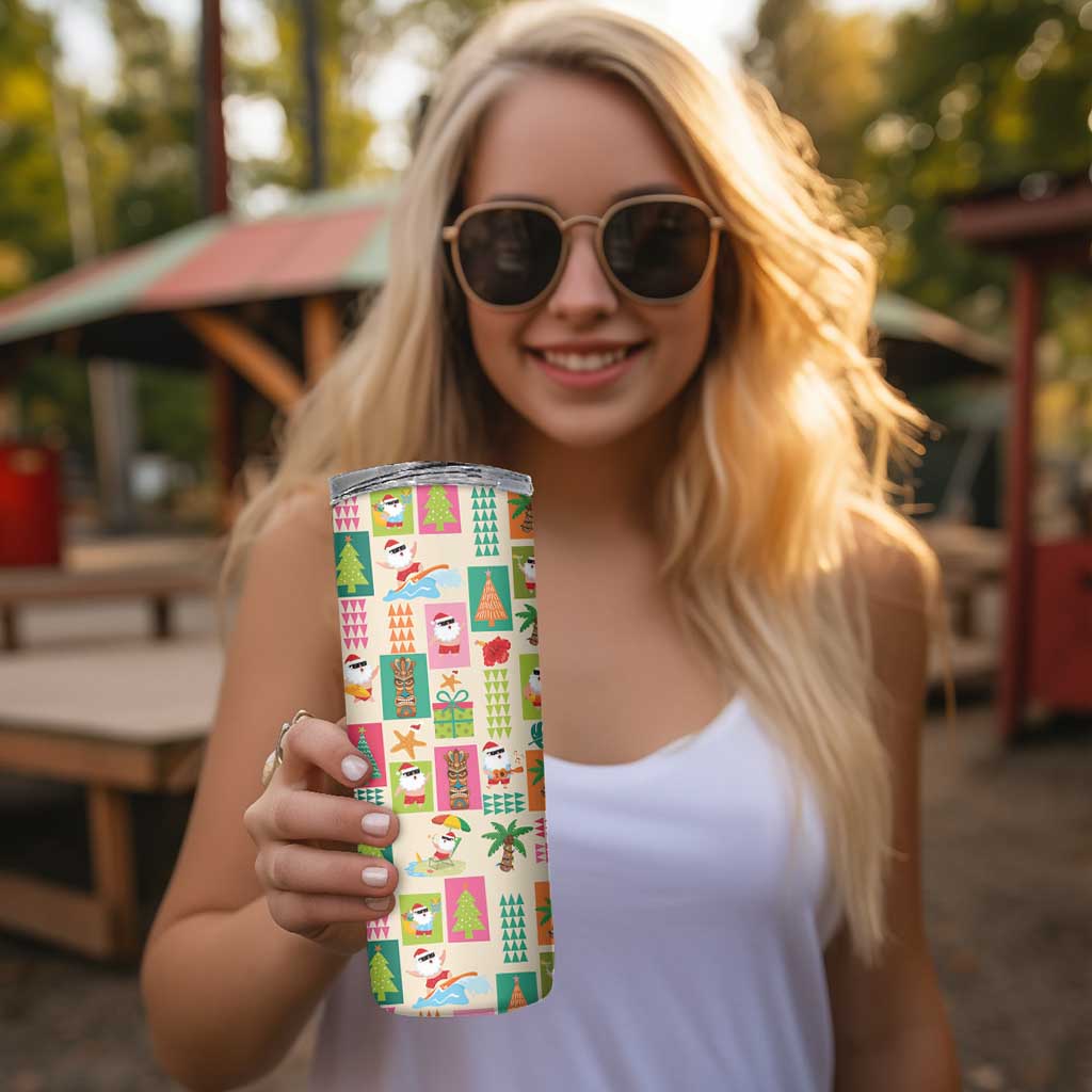 Mele Kalikimaka Hawaii Christmas Skinny Tumbler Funny Santan Hippie Style